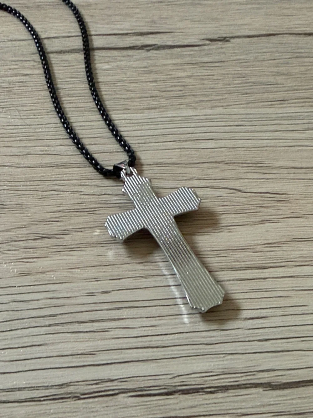 NWT Men’s Black Stainless Steel Layered Cross Pendant Necklace Chain